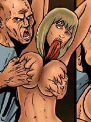 Iron hook stuck in the anus blond