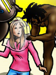 Blonde slut loves fucking with black dudes in turn