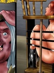 Young enslaved naked girls forced to fuck each other with strapon while being watched by their perverted capturers.