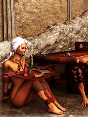 Fantastic story about domina training slaves in castle's dungeon 3d illustrated
