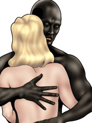 White chick living with a black wild tribal in this hot cartoon