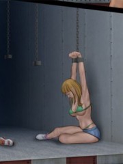 Hot busty chicks bound and suspended are kept in the basement for tortures. the slave factory by feather