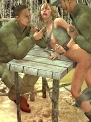 Naked prisoners tied up with chains to the board and fuck her