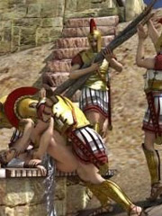 The soldiers fucked an innocent blonde and scoff at it.